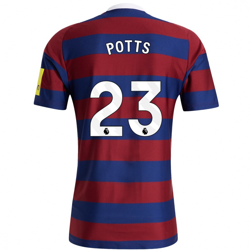 Vaikiškas Charlotte Potts #23 Bordo Tamsiai Mėlyna Išvykos Marškinėliai 2024/25 T-Shirt