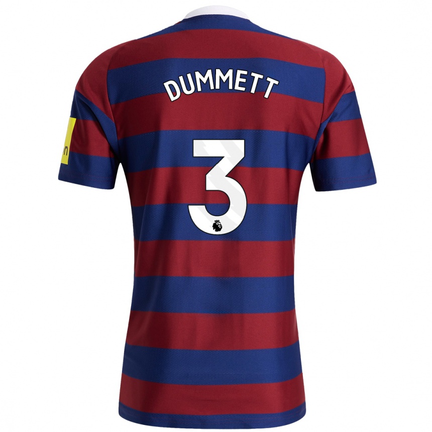 Vaikiškas Paul Dummett #3 Bordo Tamsiai Mėlyna Išvykos Marškinėliai 2024/25 T-Shirt