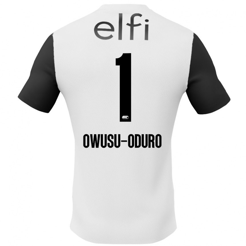 Vaikiškas Rome Jayden Owusu-Oduro #1 Balta Juoda Išvykos Marškinėliai 2024/25 T-Shirt