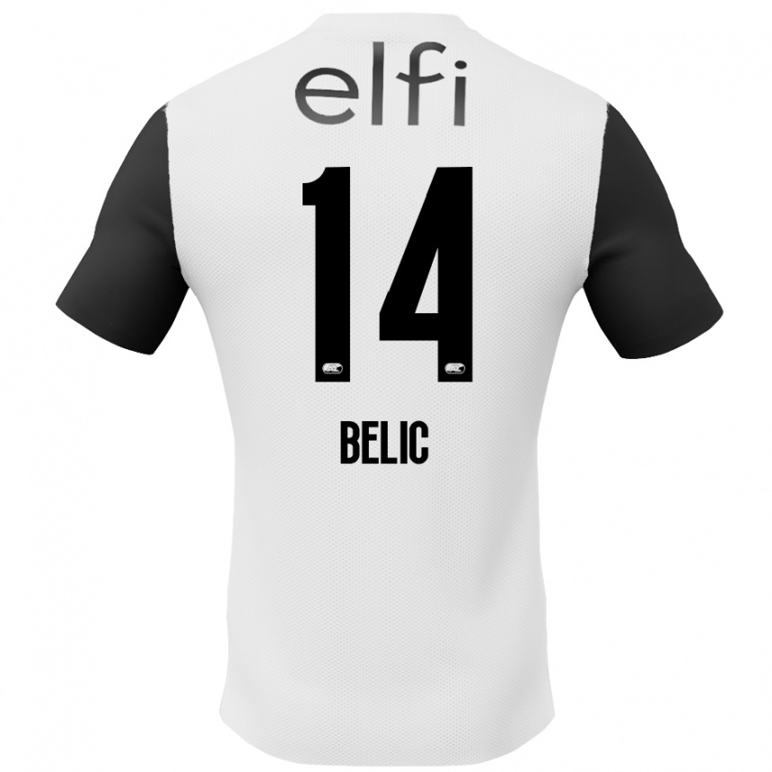 Vaikiškas Kristijan Belic #14 Balta Juoda Išvykos Marškinėliai 2024/25 T-Shirt