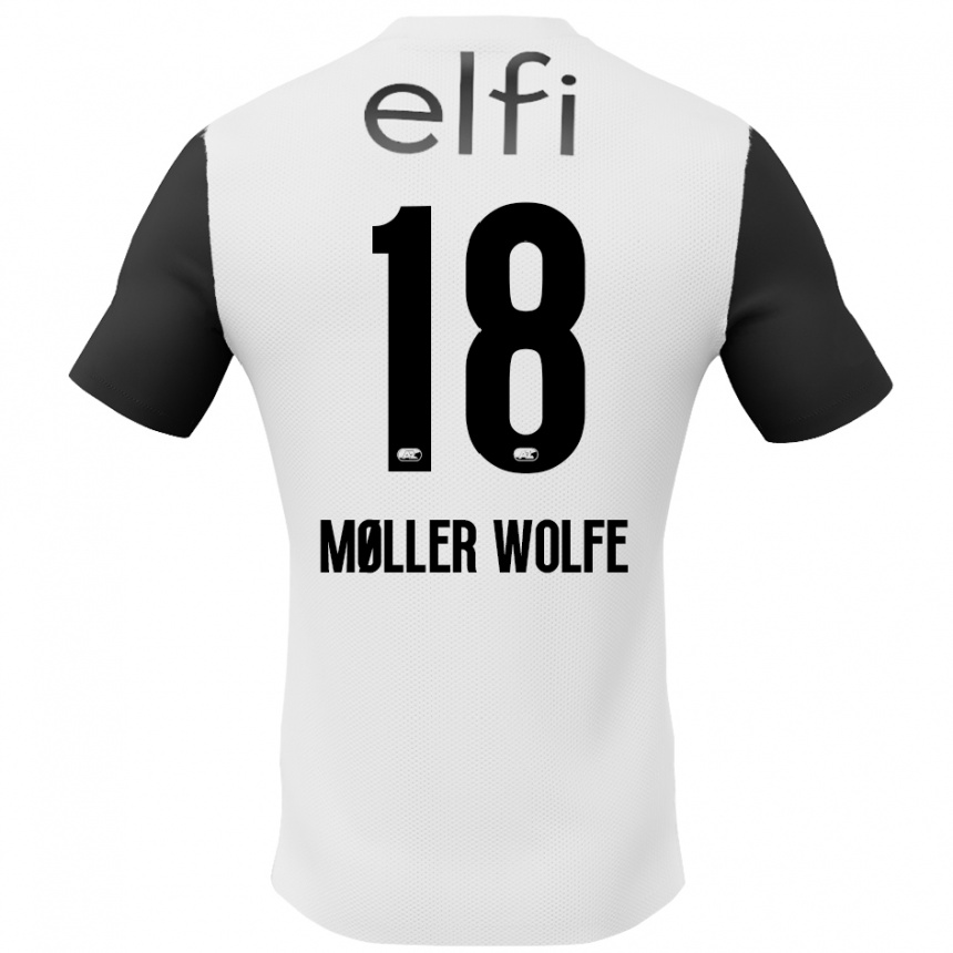 Vaikiškas David Møller Wolfe #18 Balta Juoda Išvykos Marškinėliai 2024/25 T-Shirt