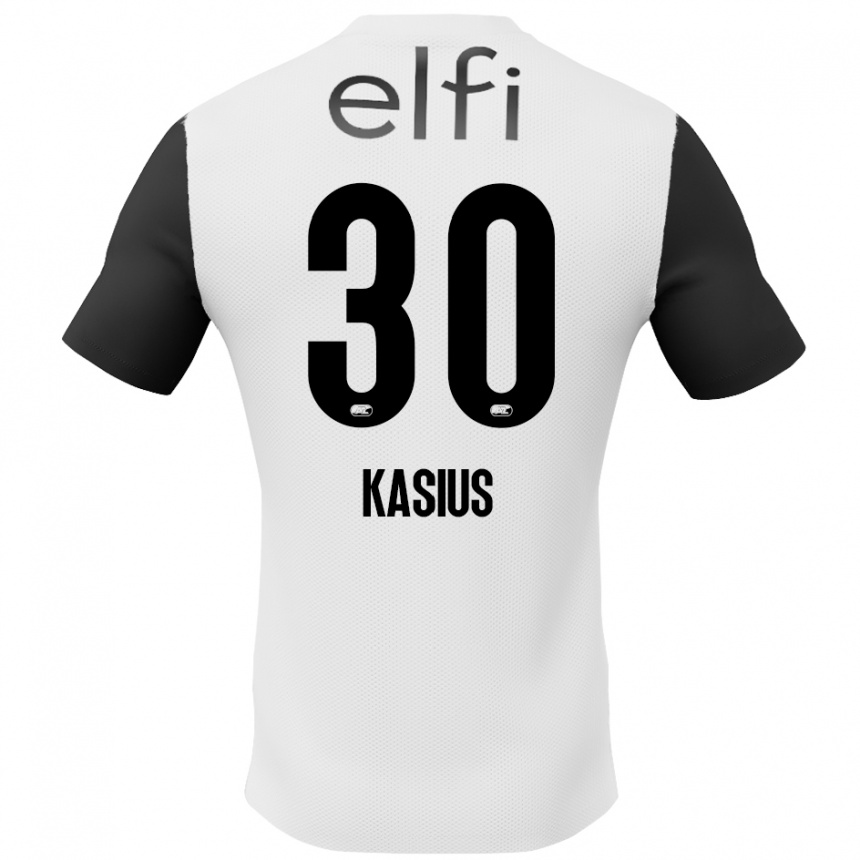 Vaikiškas Denso Kasius #30 Balta Juoda Išvykos Marškinėliai 2024/25 T-Shirt