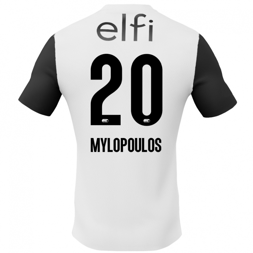 Vaikiškas Marios Mylopoulos #20 Balta Juoda Išvykos Marškinėliai 2024/25 T-Shirt