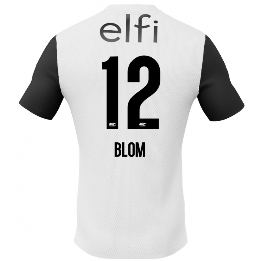 Vaikiškas Robin Blom #12 Balta Juoda Išvykos Marškinėliai 2024/25 T-Shirt