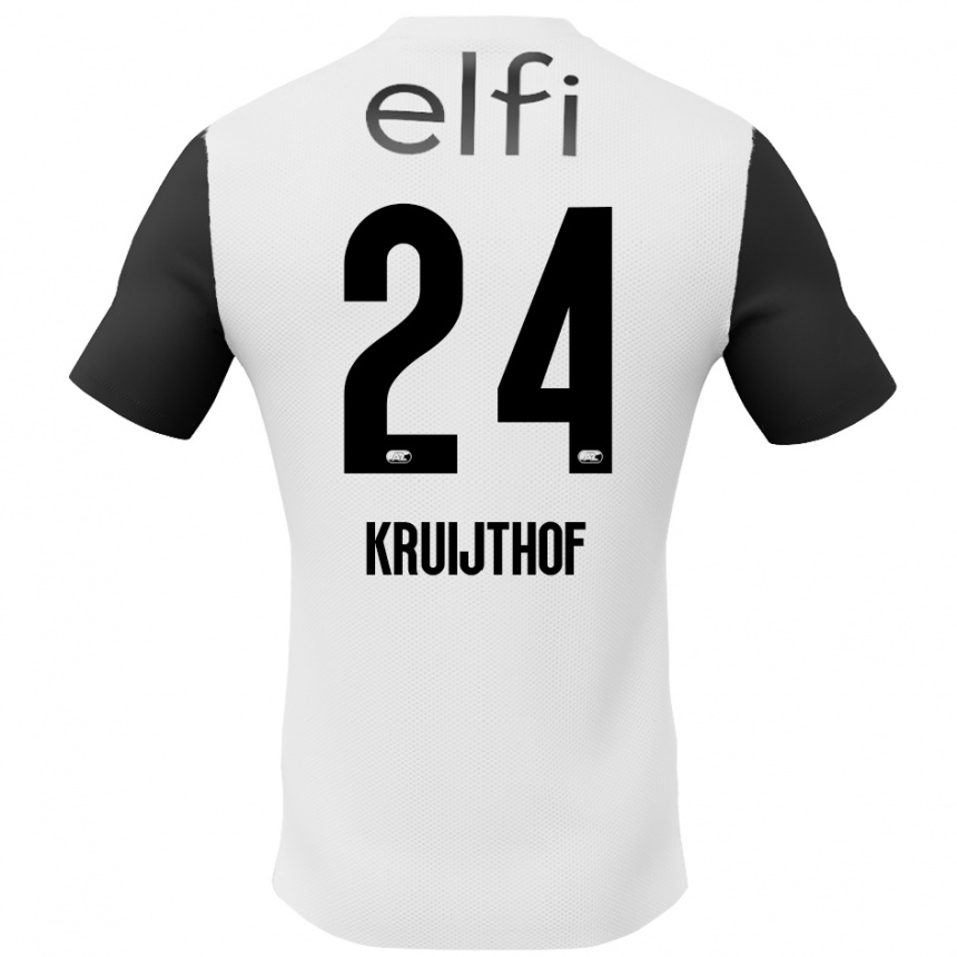 Vaikiškas Annemiek Kruijthof #24 Balta Juoda Išvykos Marškinėliai 2024/25 T-Shirt