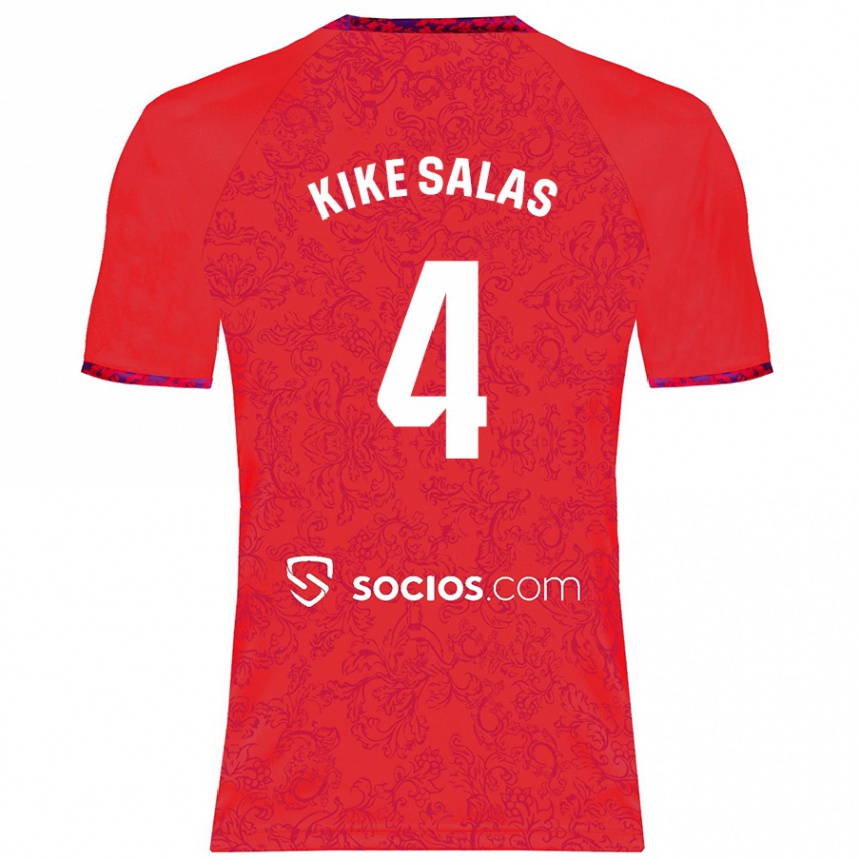 Vaikiškas Kike Salas #4 Raudona Išvykos Marškinėliai 2024/25 T-Shirt