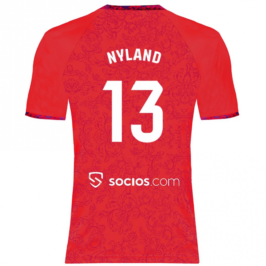 Vaikiškas Ørjan Nyland #13 Raudona Išvykos Marškinėliai 2024/25 T-Shirt