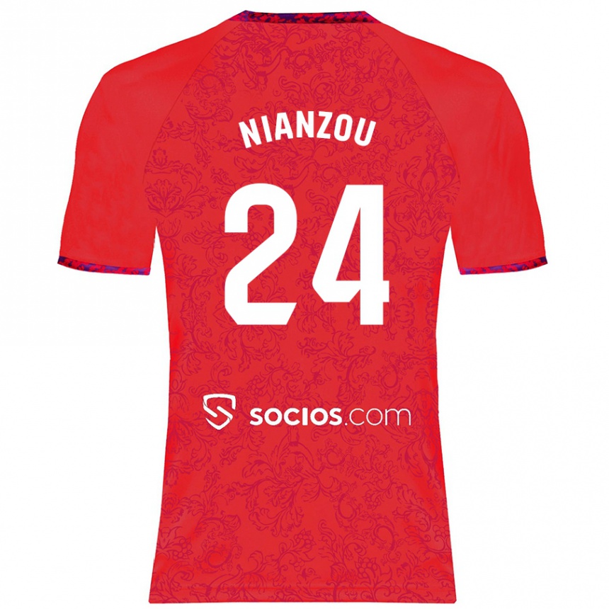 Vaikiškas Tanguy Nianzou #24 Raudona Išvykos Marškinėliai 2024/25 T-Shirt