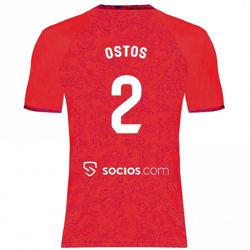 Vaikiškas Fran Ostos #2 Raudona Išvykos Marškinėliai 2024/25 T-Shirt