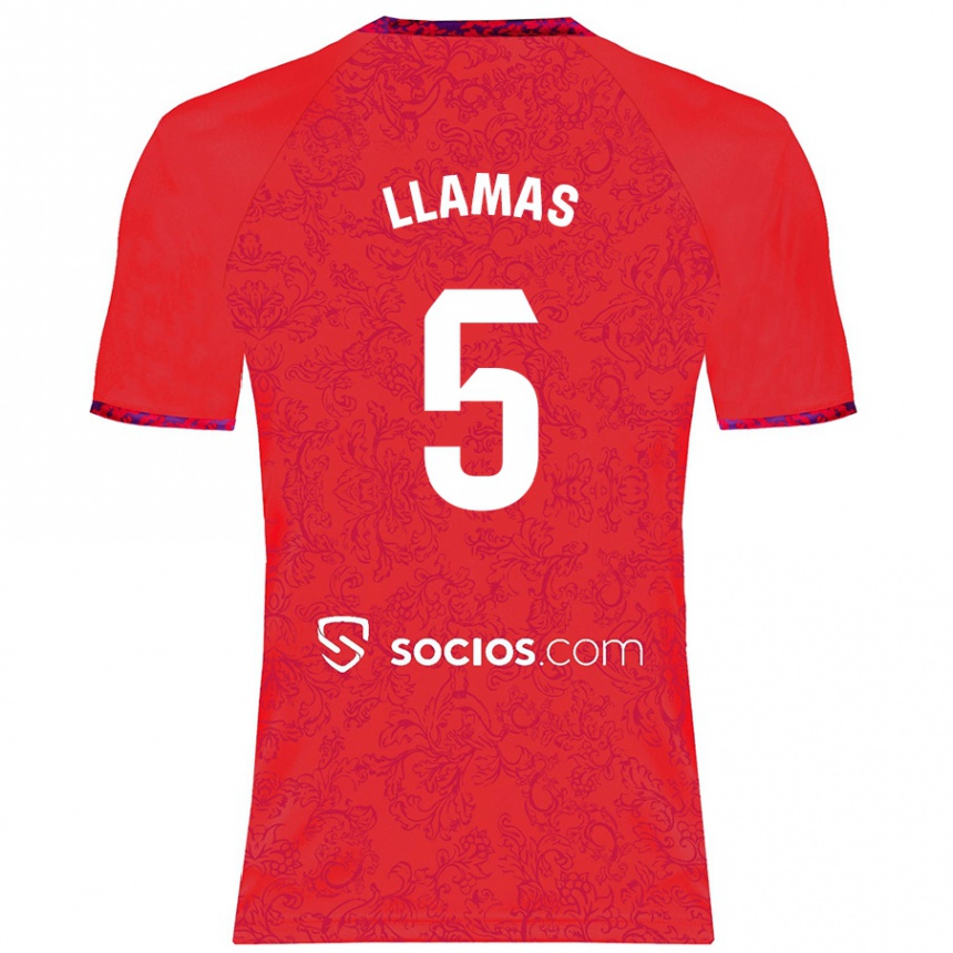 Vaikiškas Eva Llamas Hernández #5 Raudona Išvykos Marškinėliai 2024/25 T-Shirt