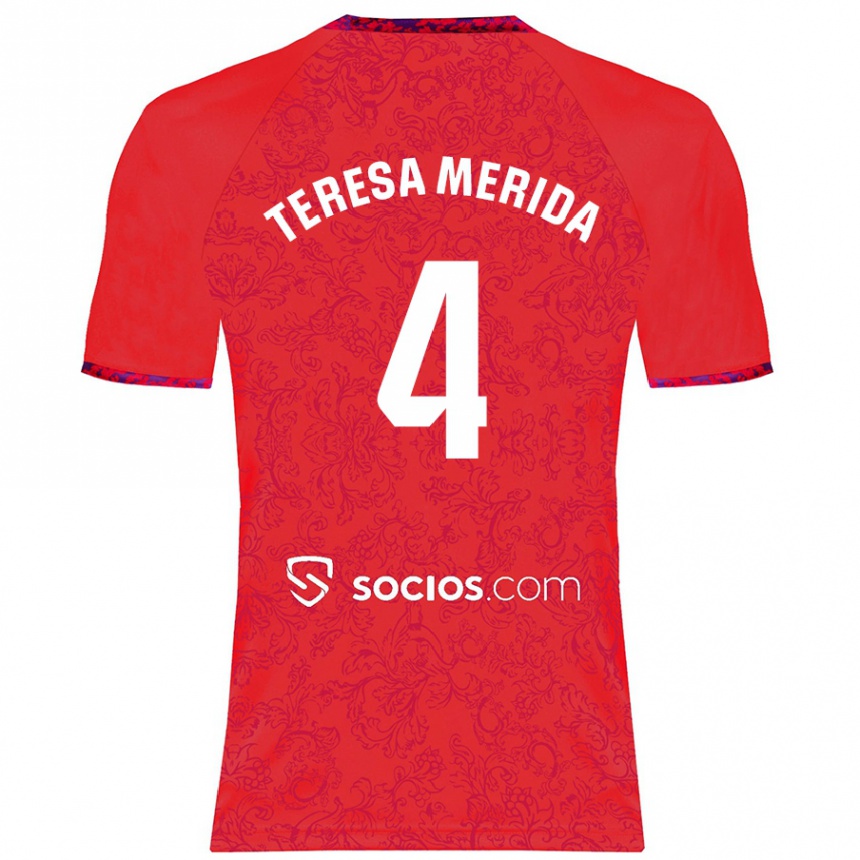 Vaikiškas Teresa Merida #4 Raudona Išvykos Marškinėliai 2024/25 T-Shirt