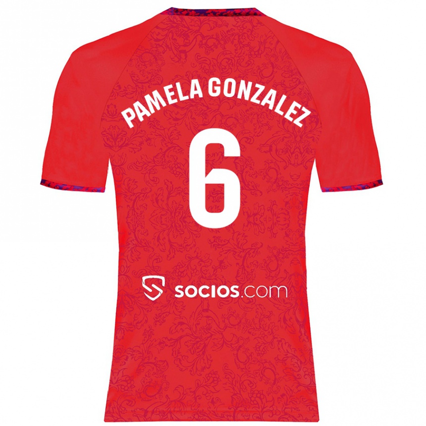 Vaikiškas Cinthia Pamela González Medina #6 Raudona Išvykos Marškinėliai 2024/25 T-Shirt