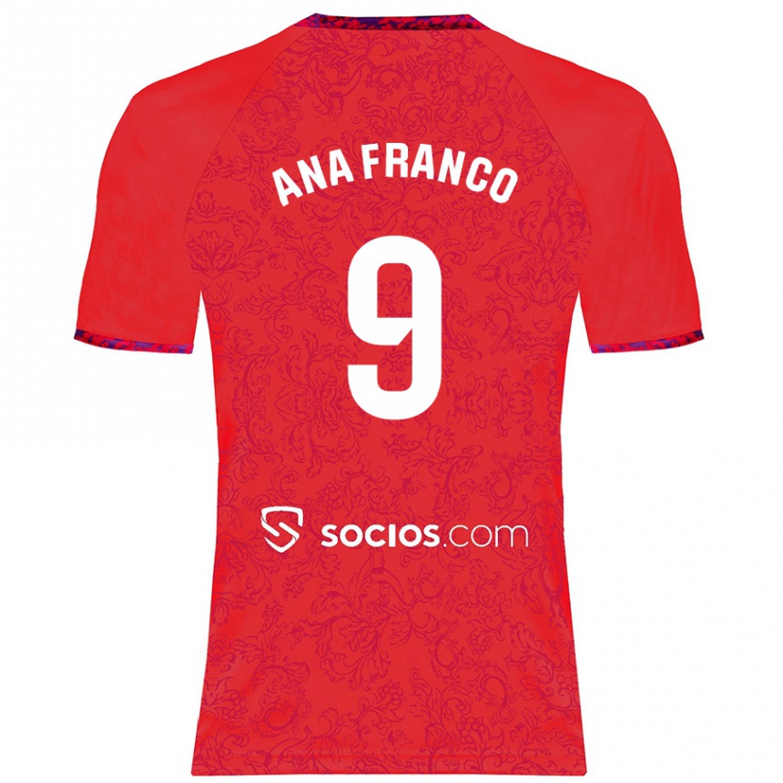 Vaikiškas Ana Franco De La Vega #9 Raudona Išvykos Marškinėliai 2024/25 T-Shirt