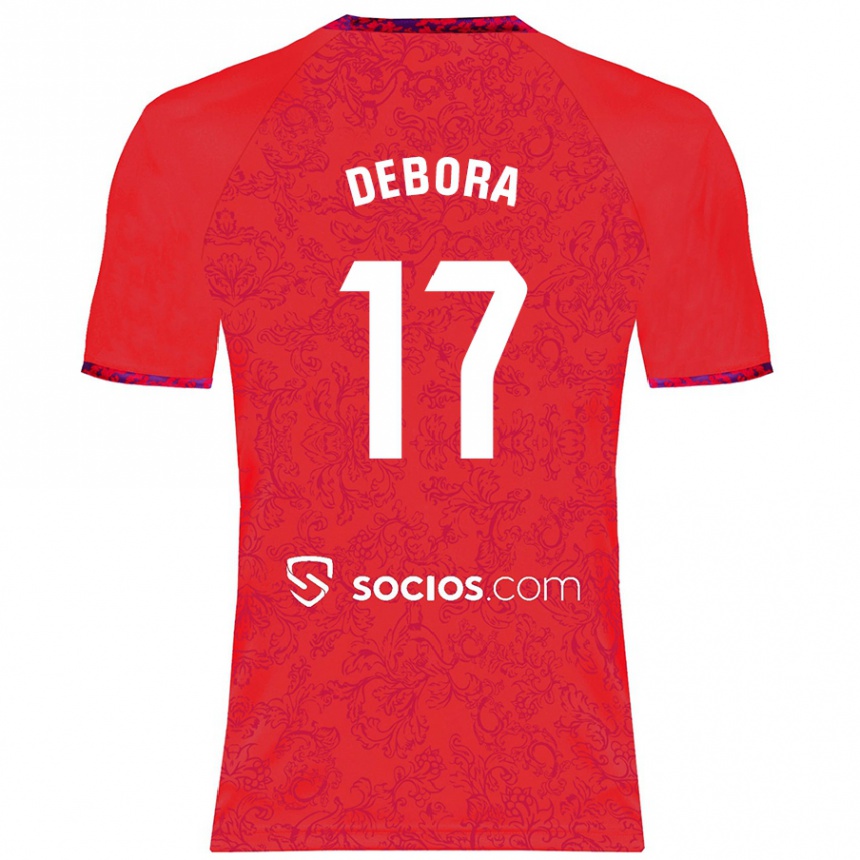 Vaikiškas Débora García Mateo #17 Raudona Išvykos Marškinėliai 2024/25 T-Shirt