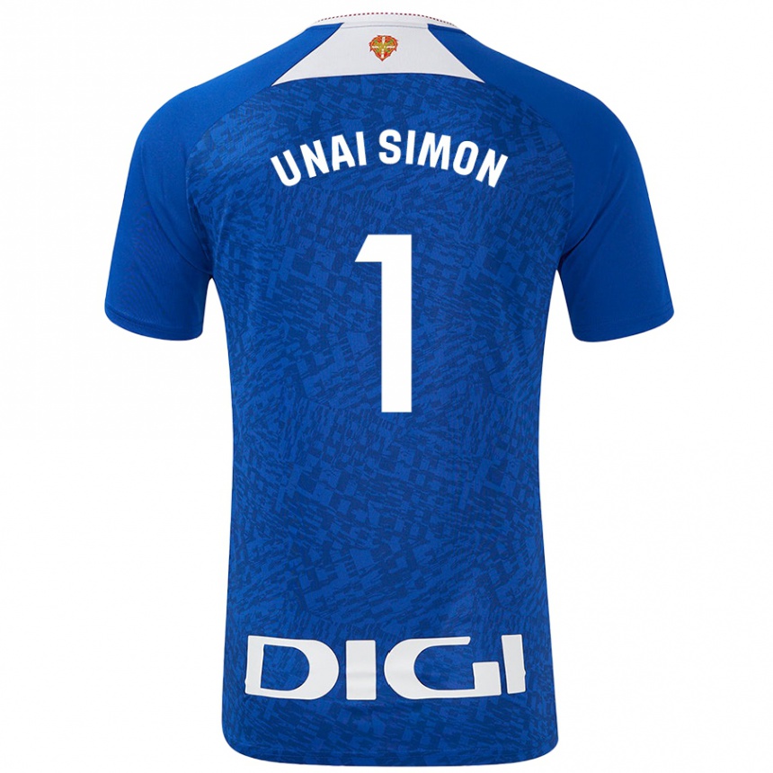 Vaikiškas Unai Simón #1 Karališkoji Mėlyna Išvykos Marškinėliai 2024/25 T-Shirt