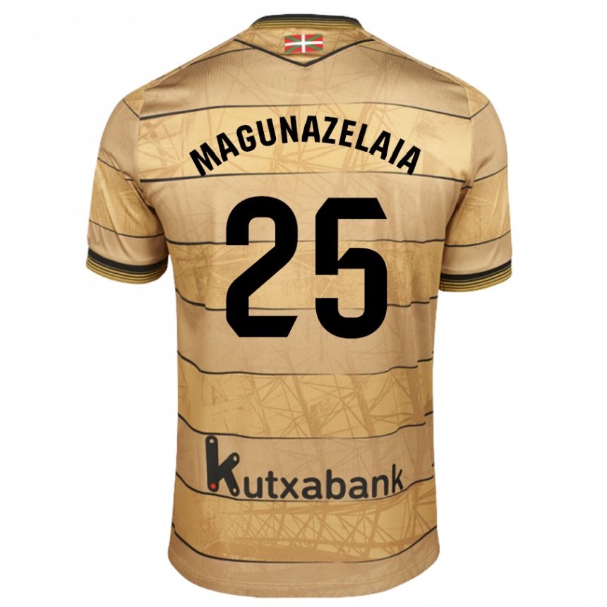 Vaikiškas Jon Magunazelaia #25 Ruda Išvykos Marškinėliai 2024/25 T-Shirt