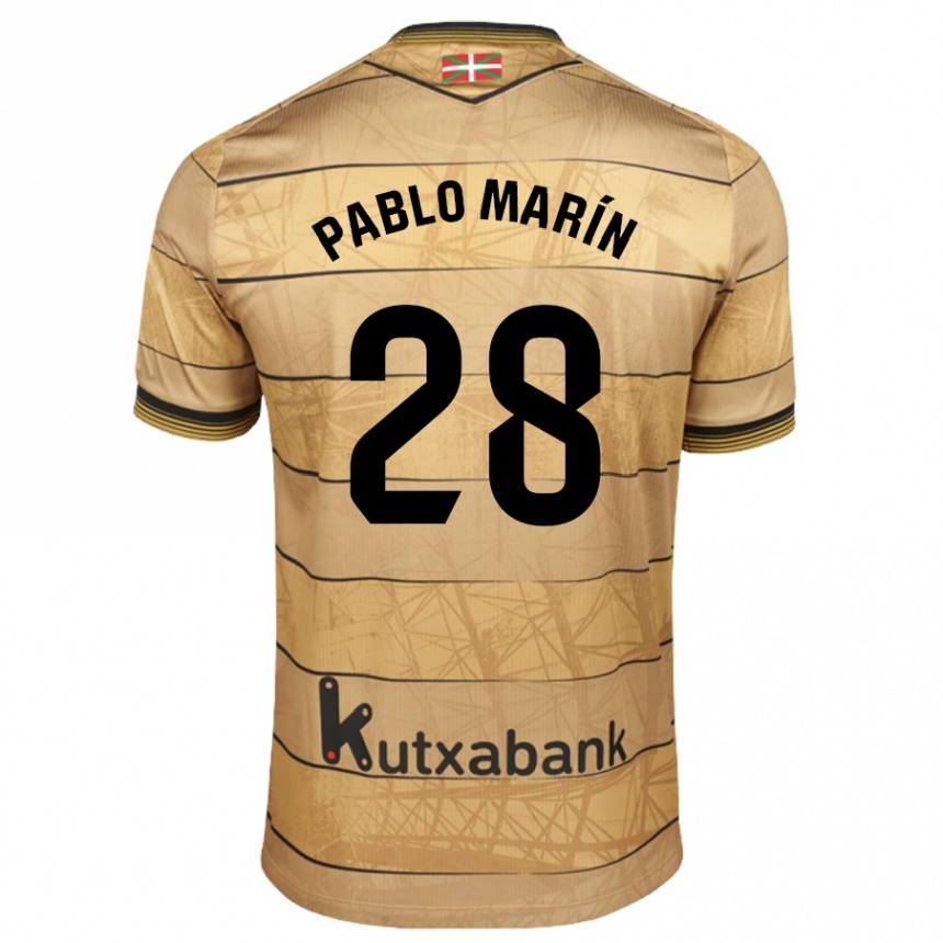 Vaikiškas Pablo Marín #28 Ruda Išvykos Marškinėliai 2024/25 T-Shirt