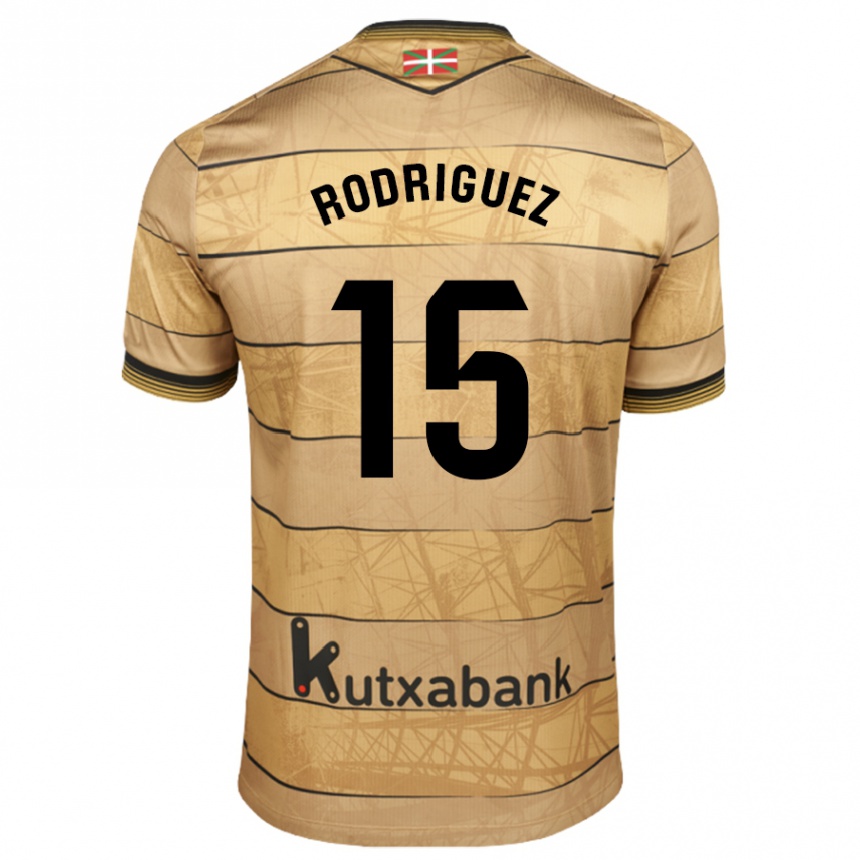 Vaikiškas Peru Rodríguez #15 Ruda Išvykos Marškinėliai 2024/25 T-Shirt