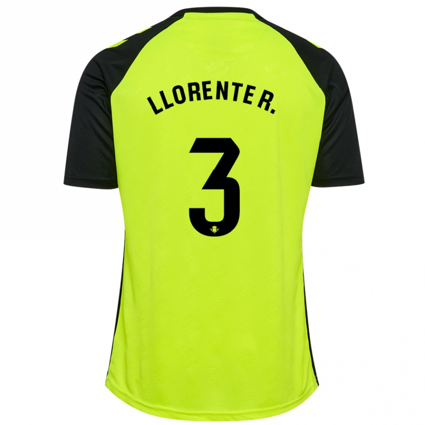 Vaikiškas Diego Llorente #3 Fluorescencinė Geltona Juoda Išvykos Marškinėliai 2024/25 T-Shirt