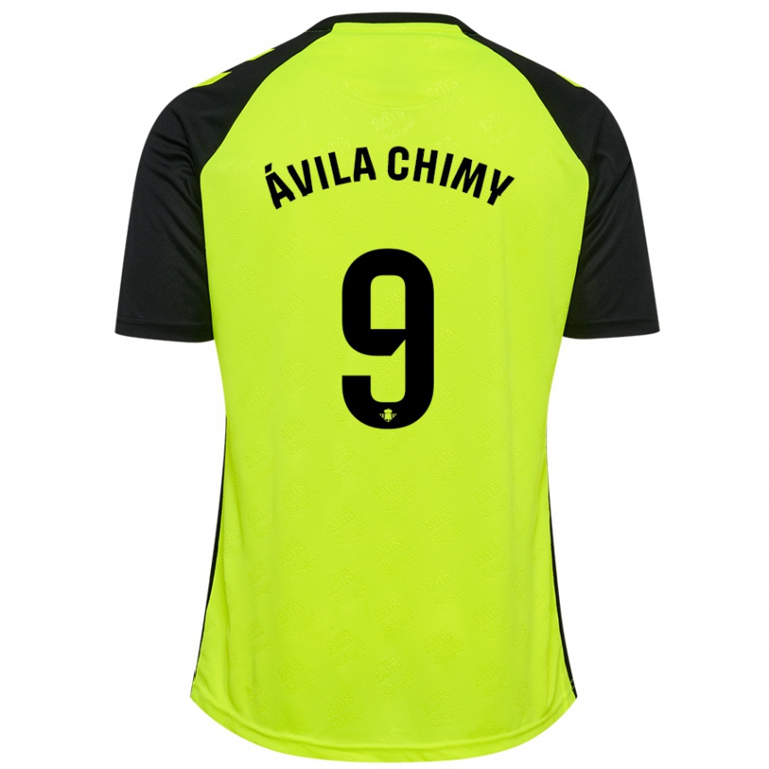 Vaikiškas Chimy Ávila #9 Fluorescencinė Geltona Juoda Išvykos Marškinėliai 2024/25 T-Shirt