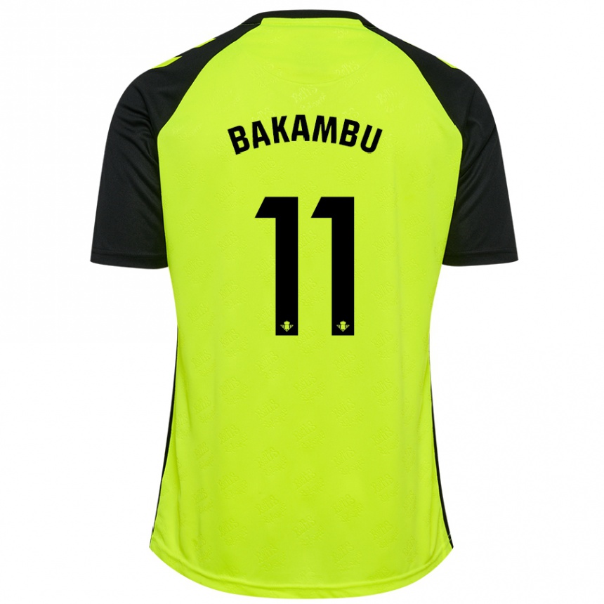 Vaikiškas Cedric Bakambu #11 Fluorescencinė Geltona Juoda Išvykos Marškinėliai 2024/25 T-Shirt