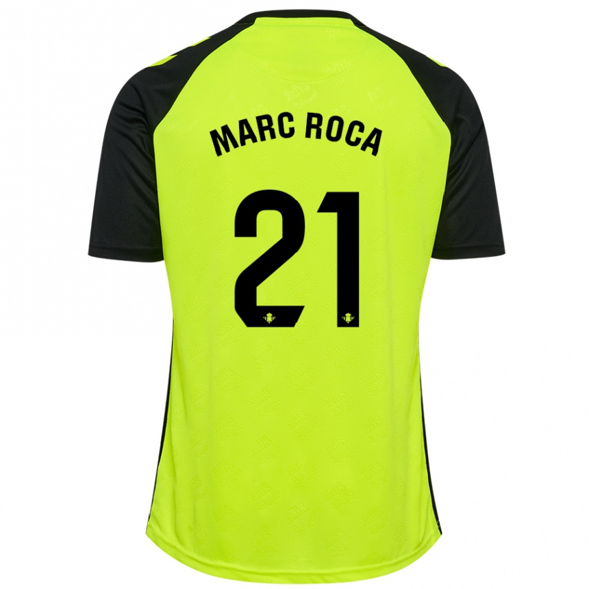 Vaikiškas Marc Roca #21 Fluorescencinė Geltona Juoda Išvykos Marškinėliai 2024/25 T-Shirt