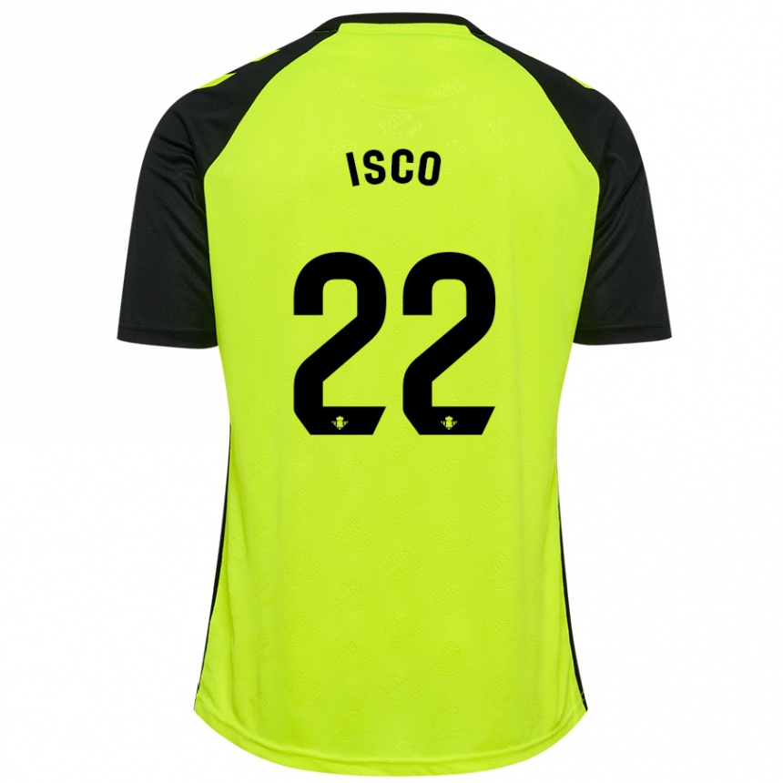 Vaikiškas Isco #22 Fluorescencinė Geltona Juoda Išvykos Marškinėliai 2024/25 T-Shirt