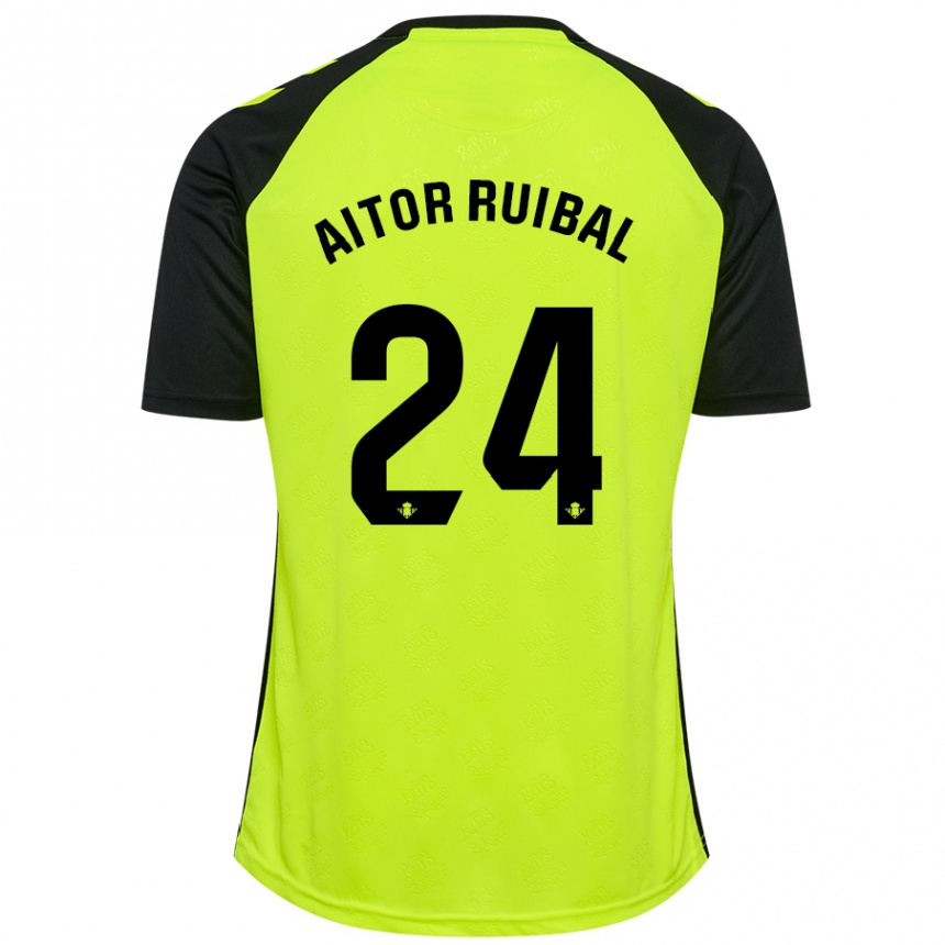 Vaikiškas Aitor Ruibal #24 Fluorescencinė Geltona Juoda Išvykos Marškinėliai 2024/25 T-Shirt