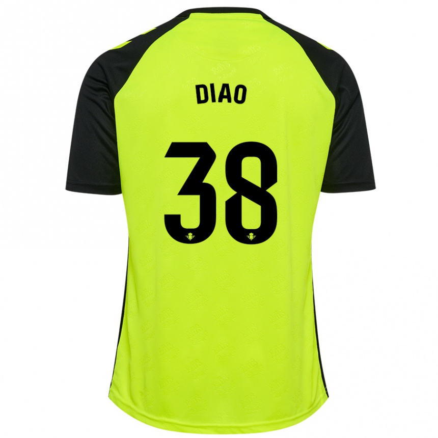 Vaikiškas Assane Diao #38 Fluorescencinė Geltona Juoda Išvykos Marškinėliai 2024/25 T-Shirt