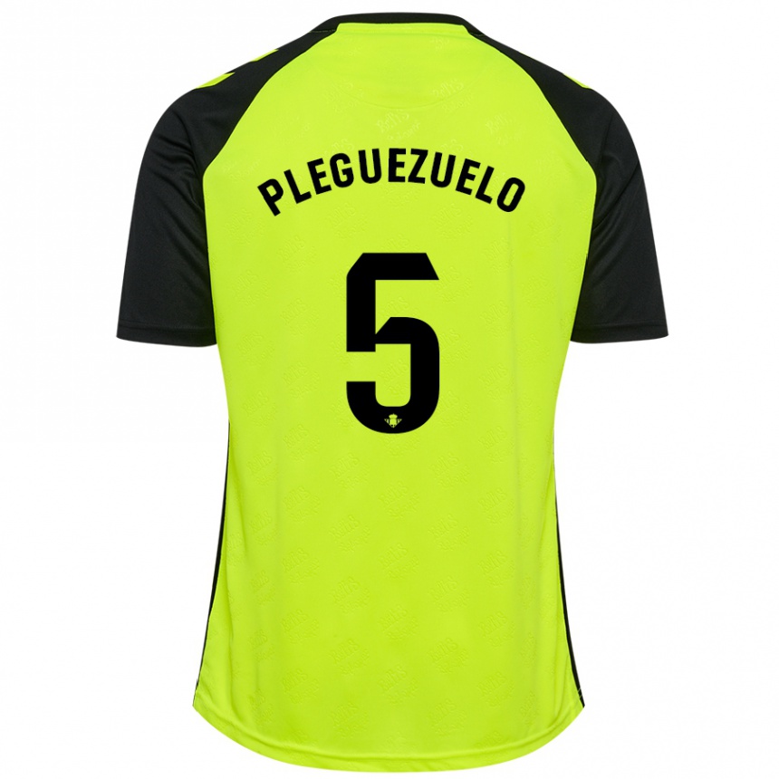 Vaikiškas Xavi Pleguezuelo #5 Fluorescencinė Geltona Juoda Išvykos Marškinėliai 2024/25 T-Shirt