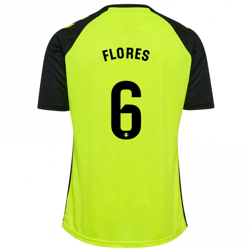 Vaikiškas Mateo Flores #6 Fluorescencinė Geltona Juoda Išvykos Marškinėliai 2024/25 T-Shirt