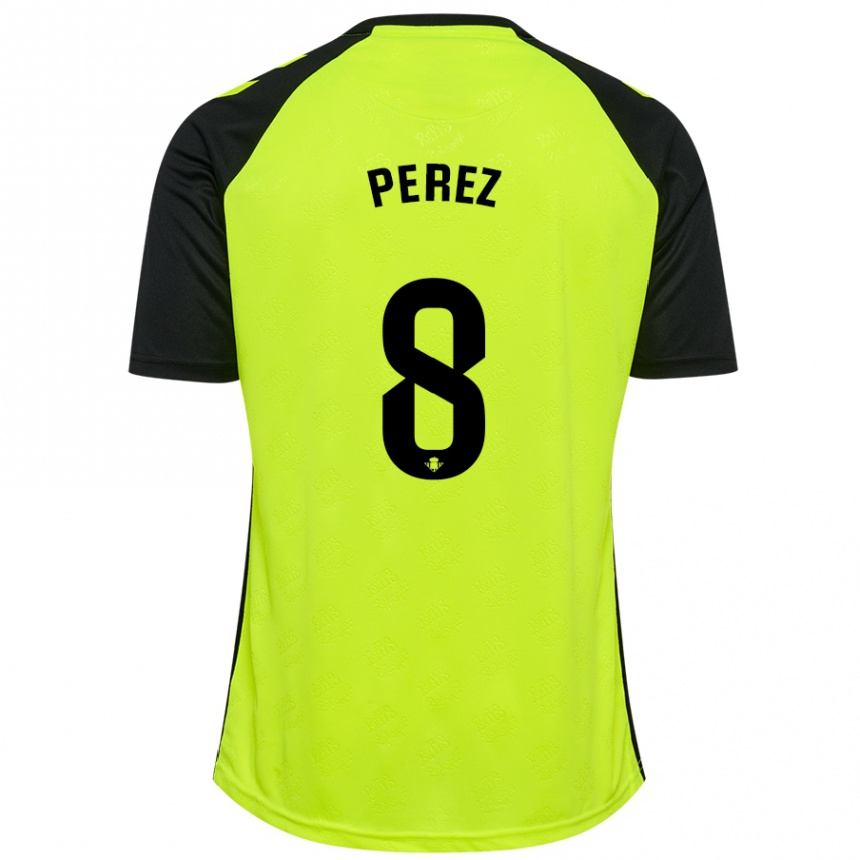 Vaikiškas Dani Pérez #8 Fluorescencinė Geltona Juoda Išvykos Marškinėliai 2024/25 T-Shirt