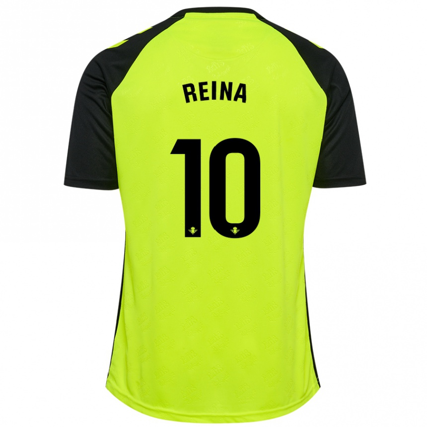 Vaikiškas Carlos Reina #10 Fluorescencinė Geltona Juoda Išvykos Marškinėliai 2024/25 T-Shirt