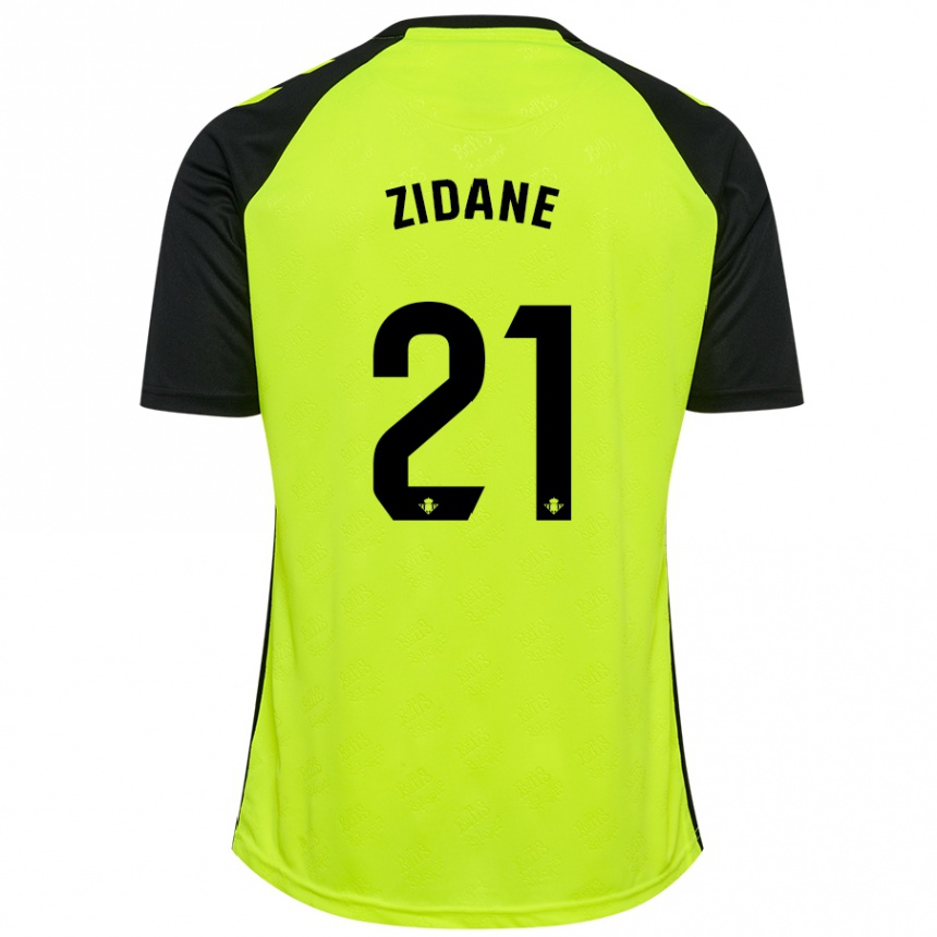 Vaikiškas Elyaz Zidane #21 Fluorescencinė Geltona Juoda Išvykos Marškinėliai 2024/25 T-Shirt