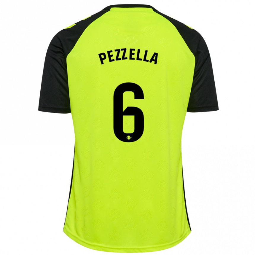 Vaikiškas Germán Pezzella #6 Fluorescencinė Geltona Juoda Išvykos Marškinėliai 2024/25 T-Shirt