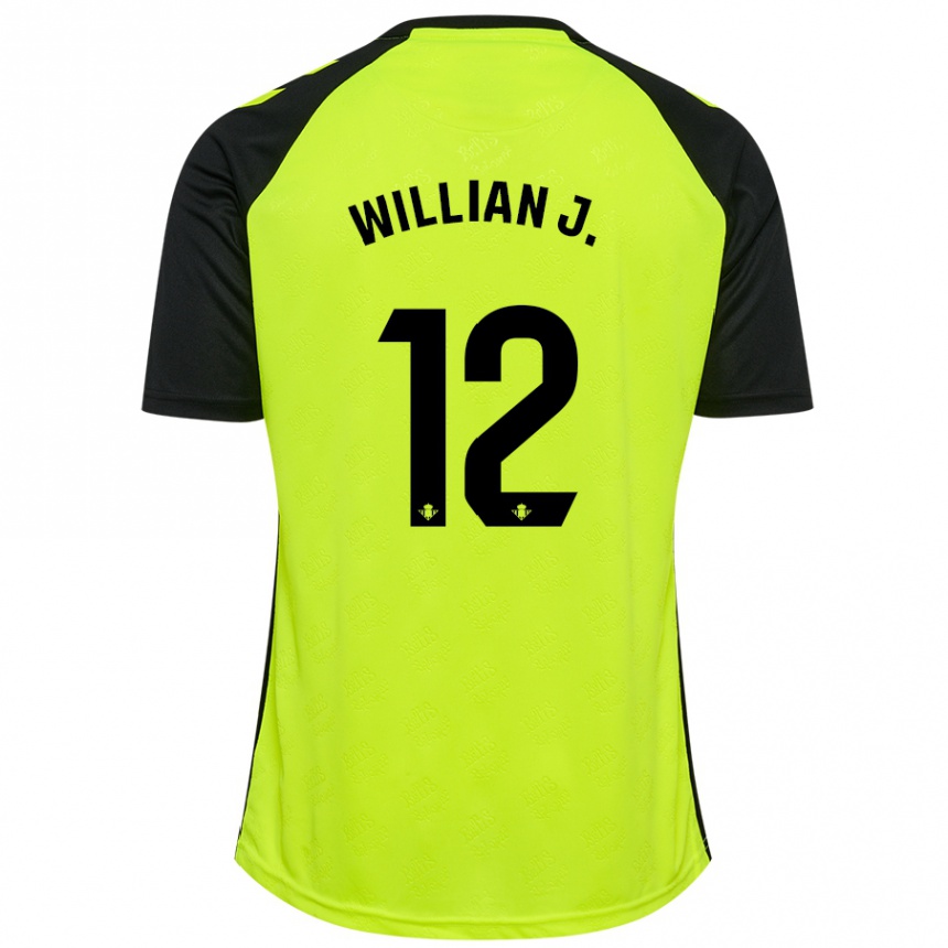 Vaikiškas Willian José #12 Fluorescencinė Geltona Juoda Išvykos Marškinėliai 2024/25 T-Shirt