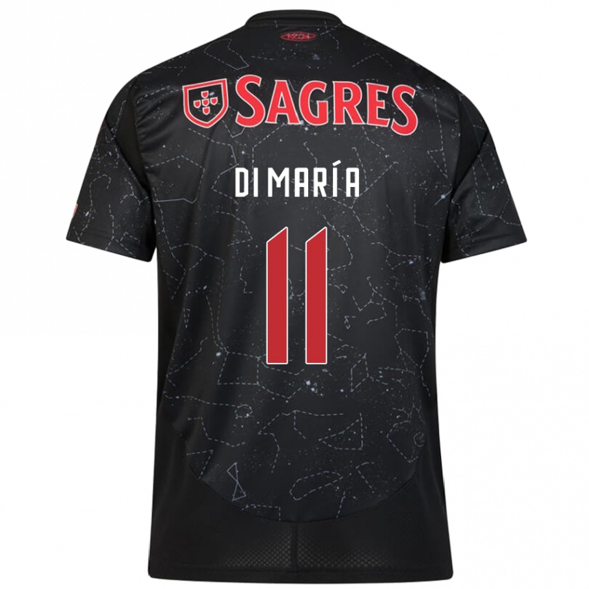 Vaikiškas Angel Di Maria #11 Juoda Raudona Išvykos Marškinėliai 2024/25 T-Shirt