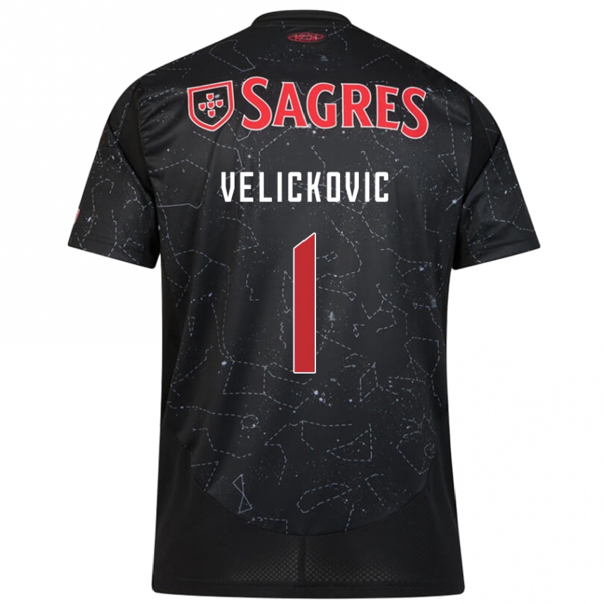 Vaikiškas Luka Velickovic #1 Juoda Raudona Išvykos Marškinėliai 2024/25 T-Shirt