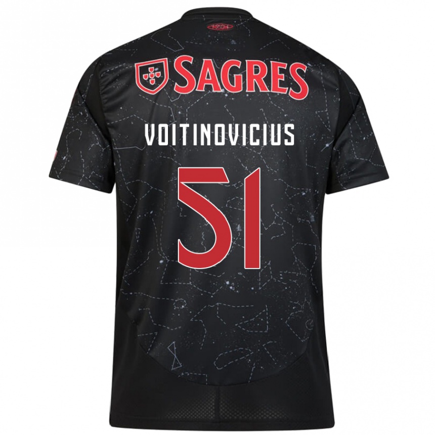 Vaikiškas Arnas Voitinovicius #51 Juoda Raudona Išvykos Marškinėliai 2024/25 T-Shirt