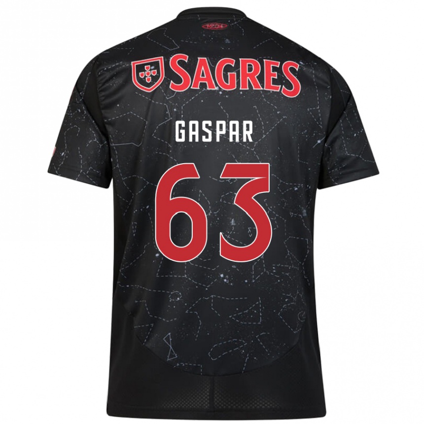 Vaikiškas Guilherme Gaspar #63 Juoda Raudona Išvykos Marškinėliai 2024/25 T-Shirt