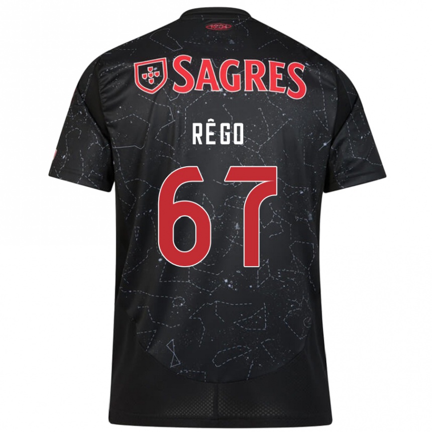 Vaikiškas Rodrigo Rêgo #67 Juoda Raudona Išvykos Marškinėliai 2024/25 T-Shirt