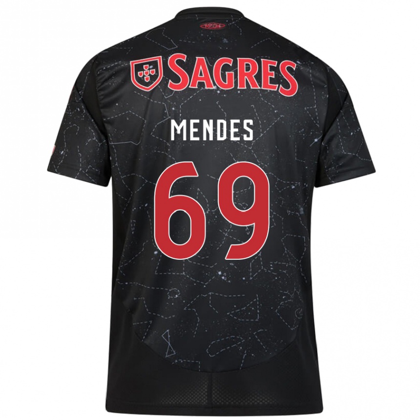 Vaikiškas Vladimir Mendes #69 Juoda Raudona Išvykos Marškinėliai 2024/25 T-Shirt