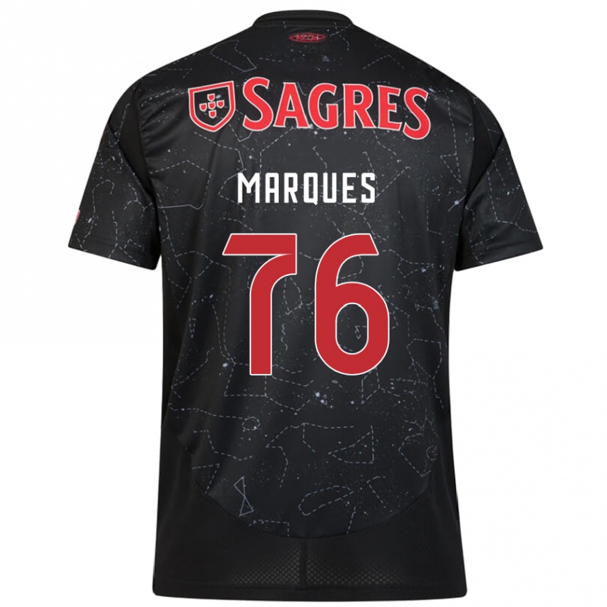 Vaikiškas Gustavo Marques #76 Juoda Raudona Išvykos Marškinėliai 2024/25 T-Shirt