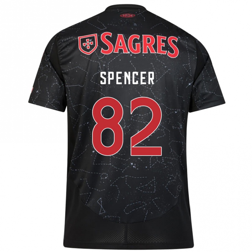 Vaikiškas Diogo Spencer #82 Juoda Raudona Išvykos Marškinėliai 2024/25 T-Shirt