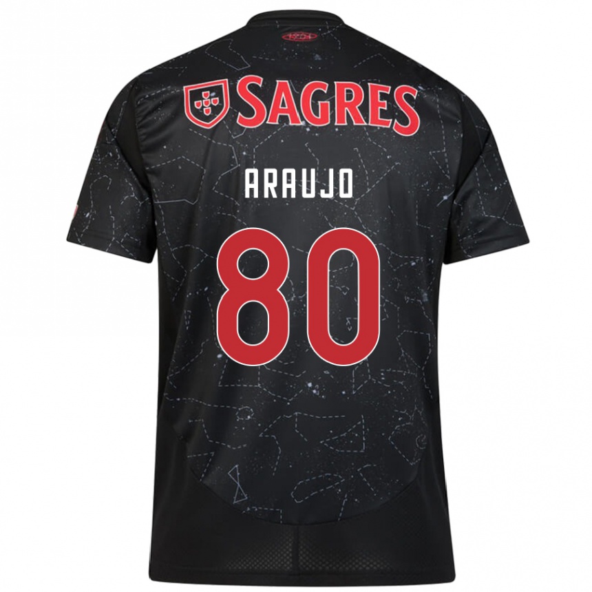 Vaikiškas Lais Araujo #80 Juoda Raudona Išvykos Marškinėliai 2024/25 T-Shirt