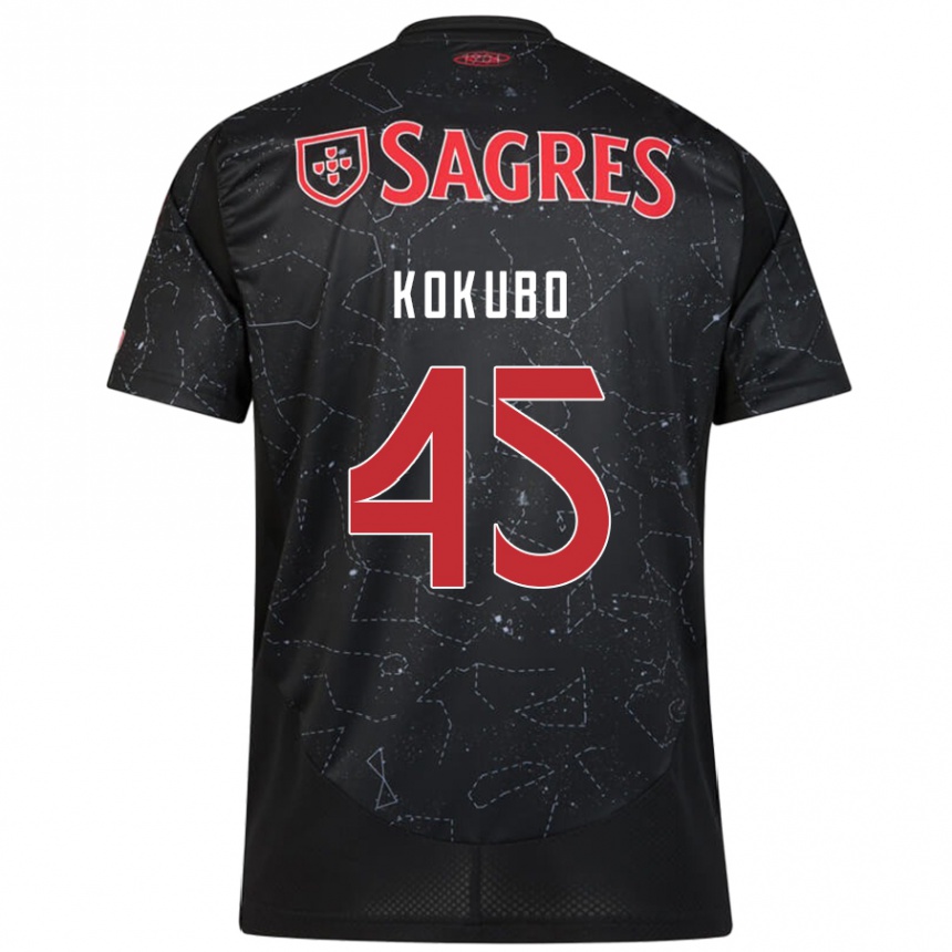 Vaikiškas Leo Kokubo #45 Juoda Raudona Išvykos Marškinėliai 2024/25 T-Shirt