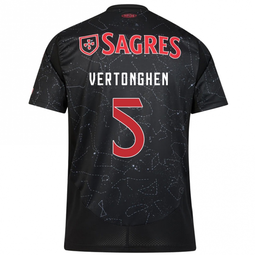 Vaikiškas Jan Vertonghen #5 Juoda Raudona Išvykos Marškinėliai 2024/25 T-Shirt