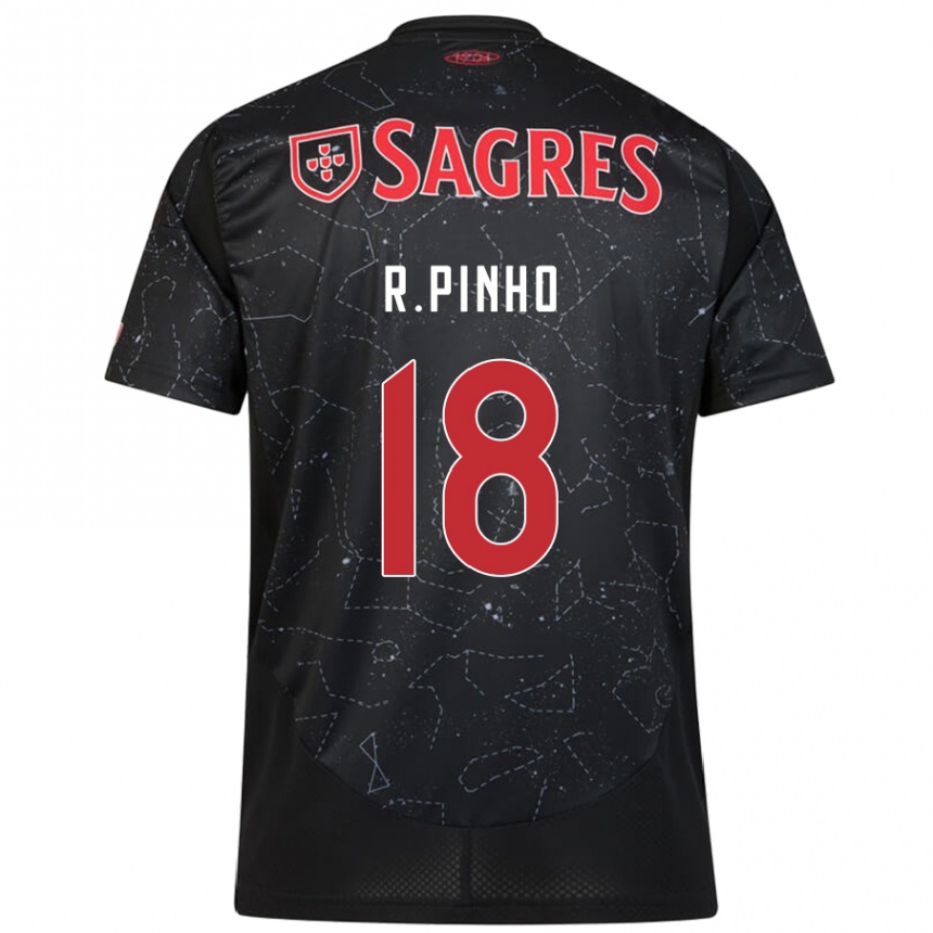 Vaikiškas Rodrigo Pinho #18 Juoda Raudona Išvykos Marškinėliai 2024/25 T-Shirt