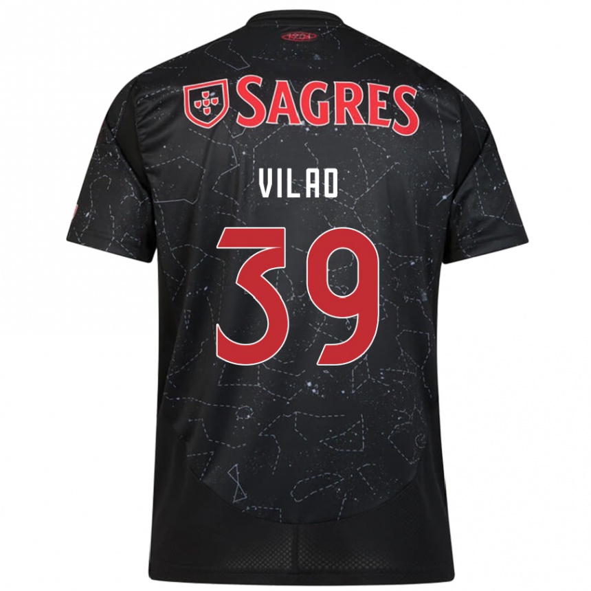 Vaikiškas Carolina Vilao #39 Juoda Raudona Išvykos Marškinėliai 2024/25 T-Shirt