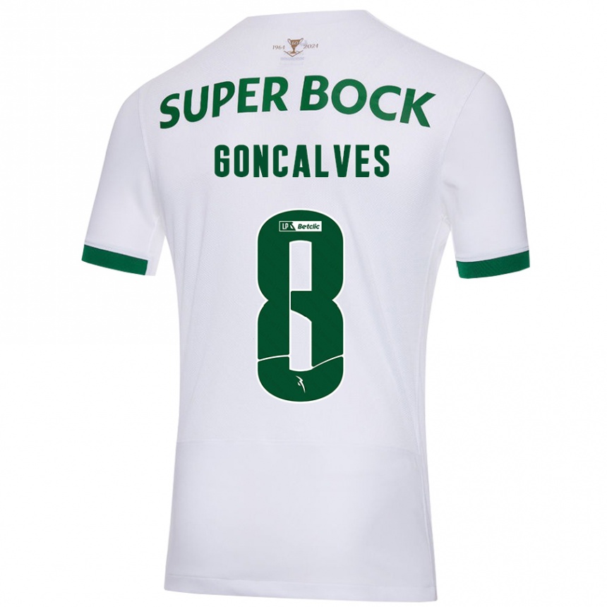 Vaikiškas Pedro Gonçalves #8 Balta Žalia Išvykos Marškinėliai 2024/25 T-Shirt